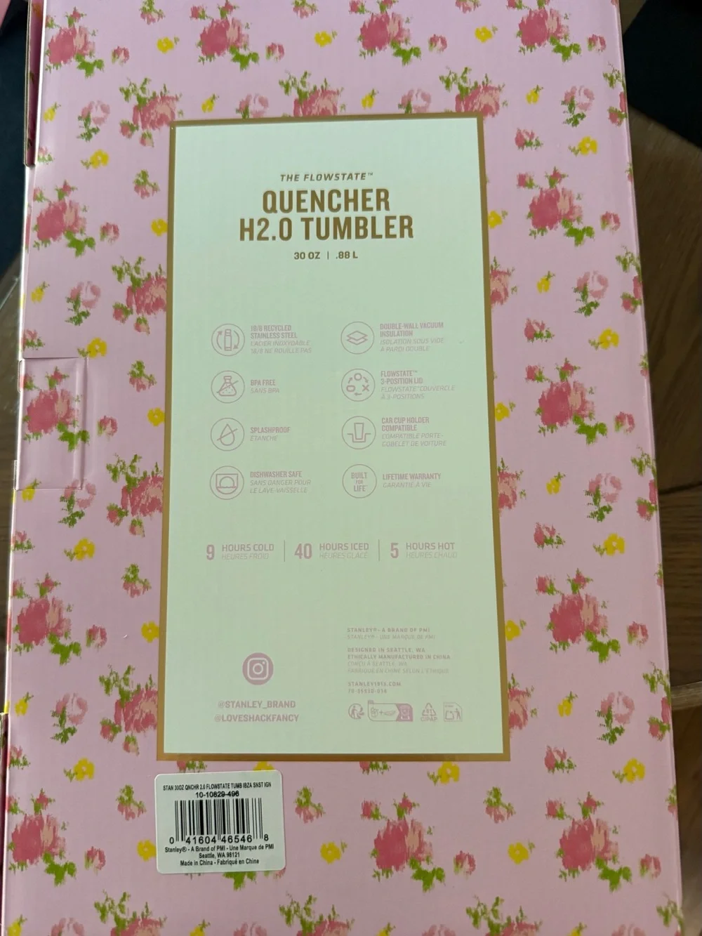 30oz Stanley X Love Shack Fancy Floral Quencher Ibza H2.0 Tumbler W/Gift Box - Picture 3 of 6